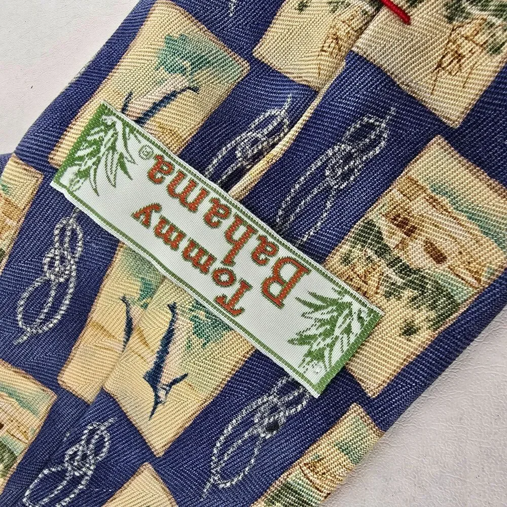 Tommy Bahama Tie Mens Silk Nautical Fishing Marlin Print Necktie Nautical Rope